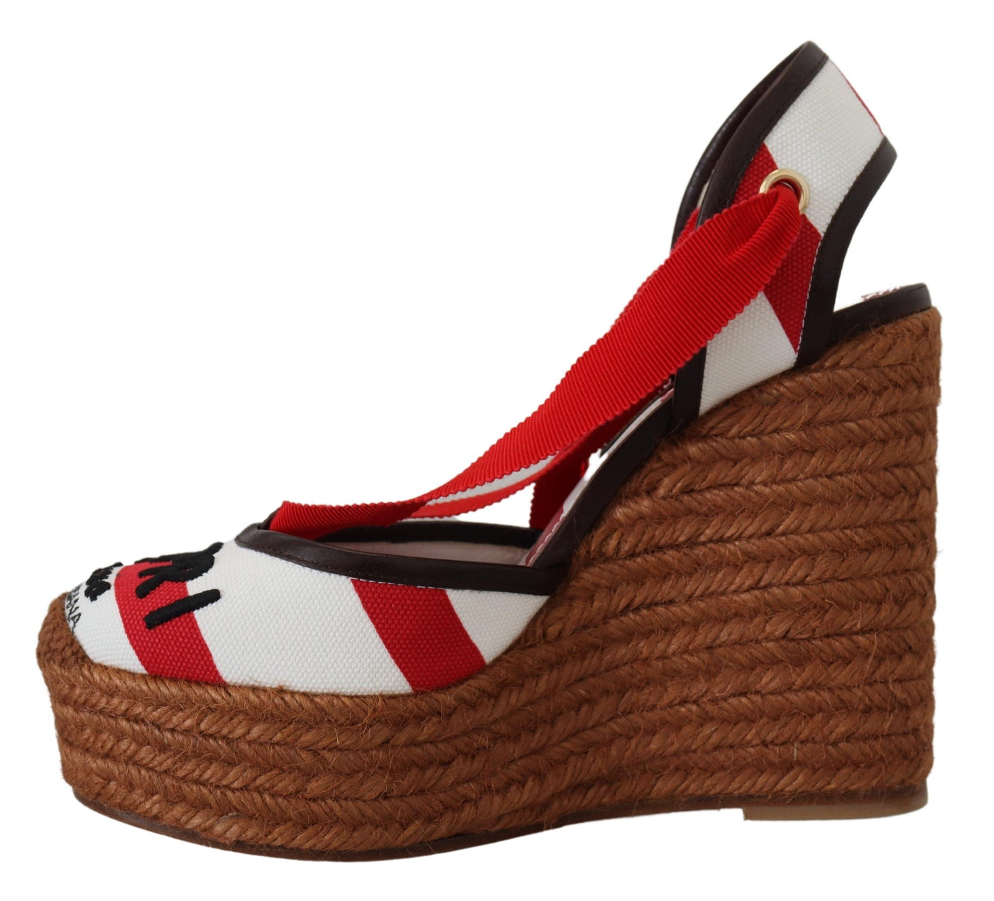 Multicolor Wedges Lace Up Strap Logo Print Sandals