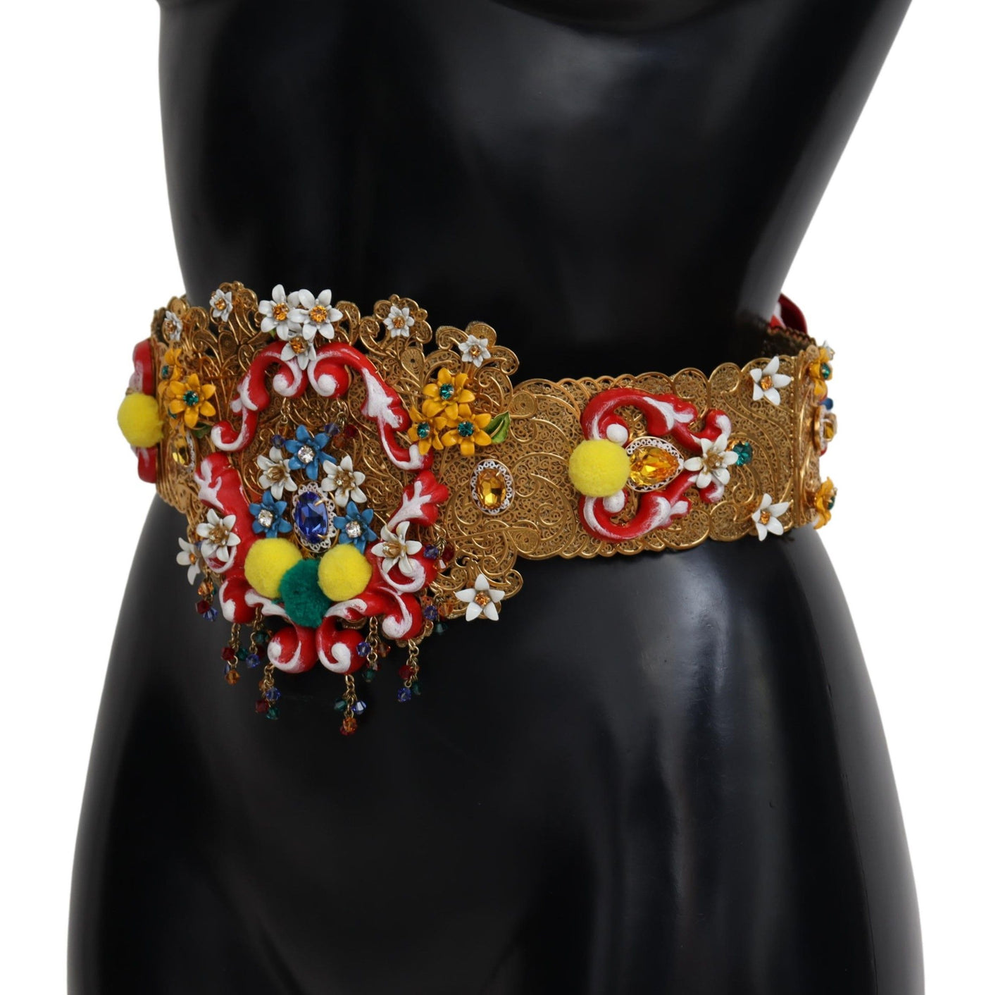 Embellished Floral Crystal Wide Waist Carretto Belt