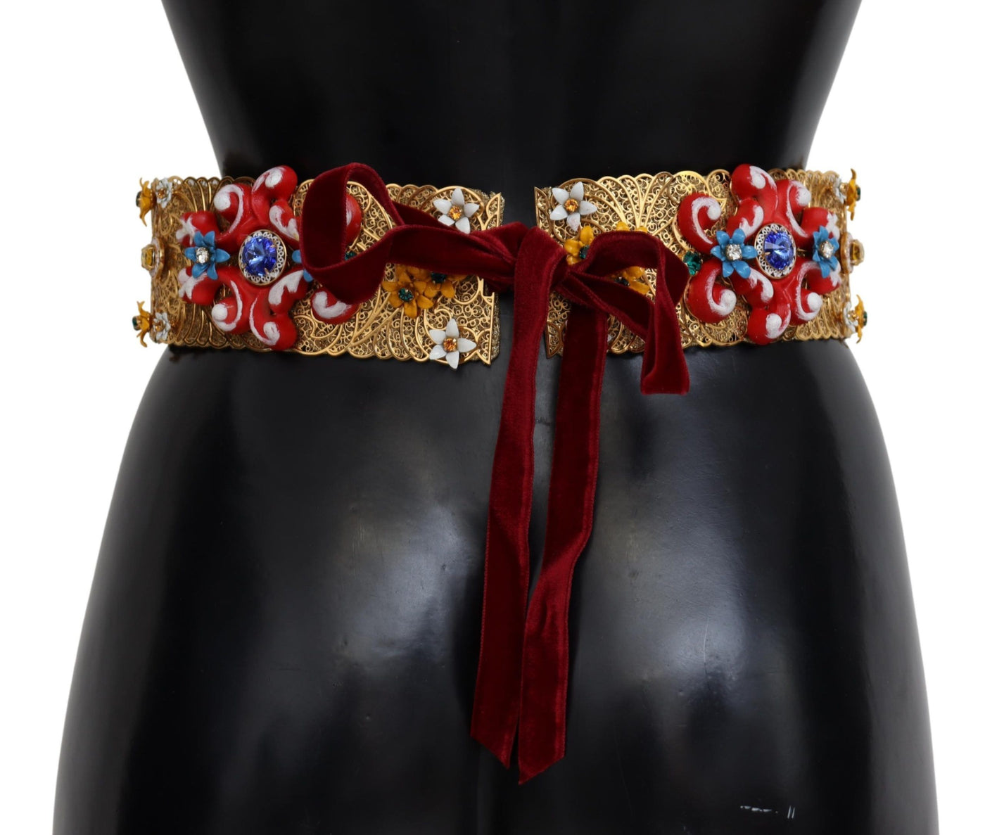 Embellished Floral Crystal Wide Waist Carretto Belt