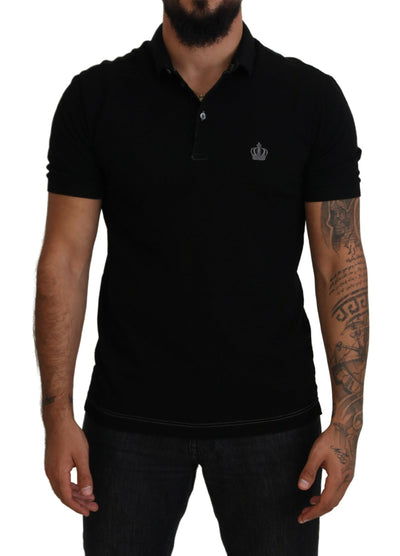 Black Crown Collar Short Sleeve Polo T-shirt