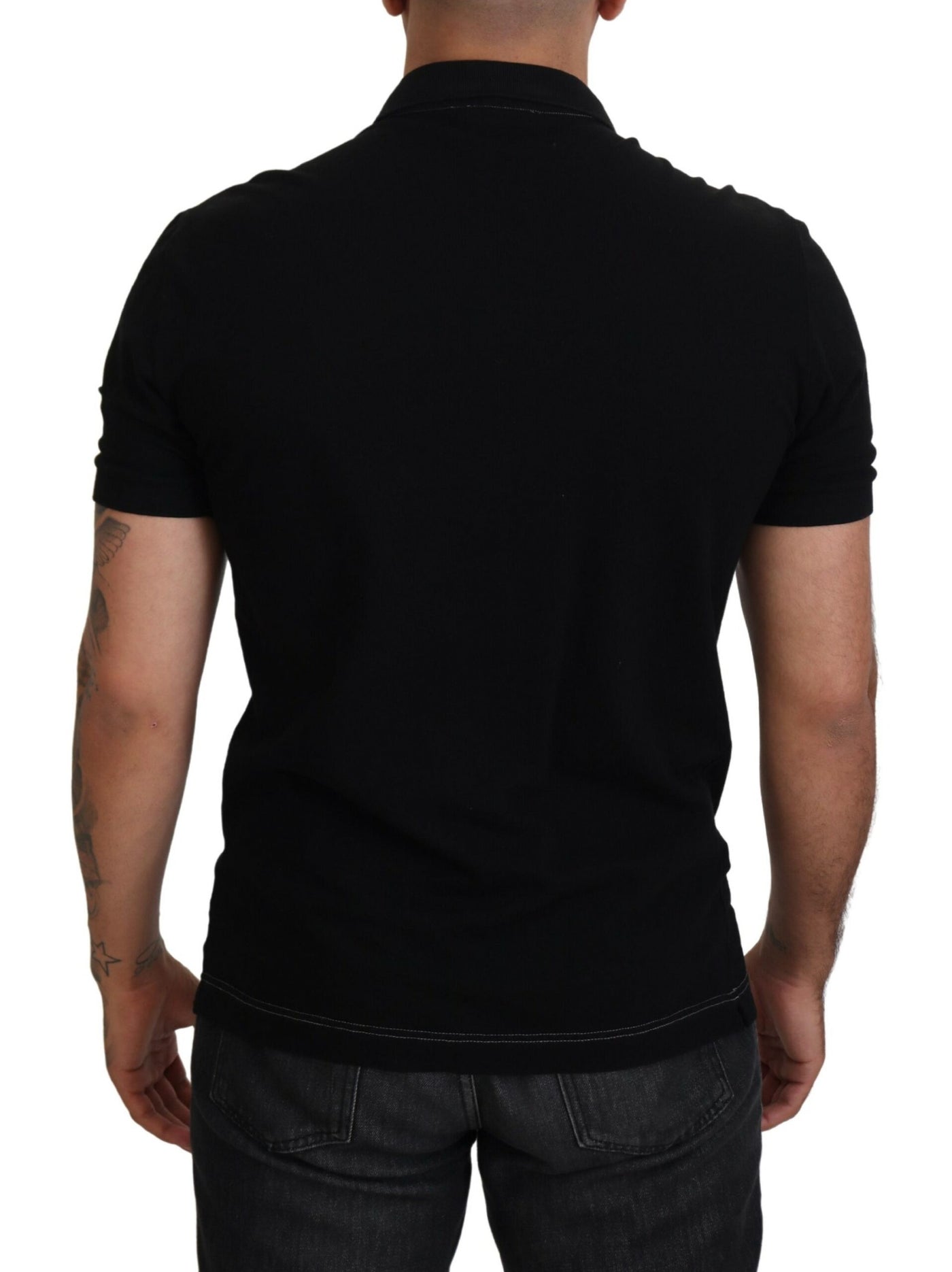 Black Crown Collar Short Sleeve Polo T-shirt