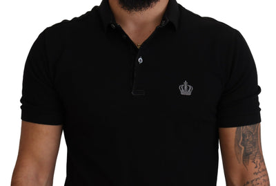 Black Crown Collar Short Sleeve Polo T-shirt