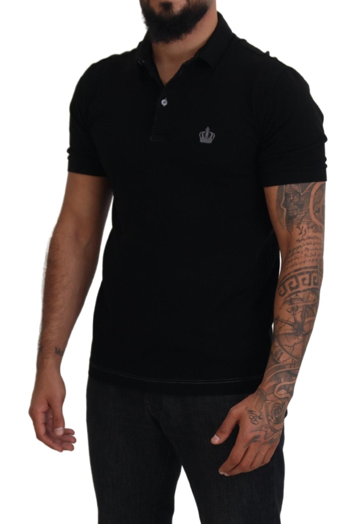 Black Crown Collar Short Sleeve Polo T-shirt