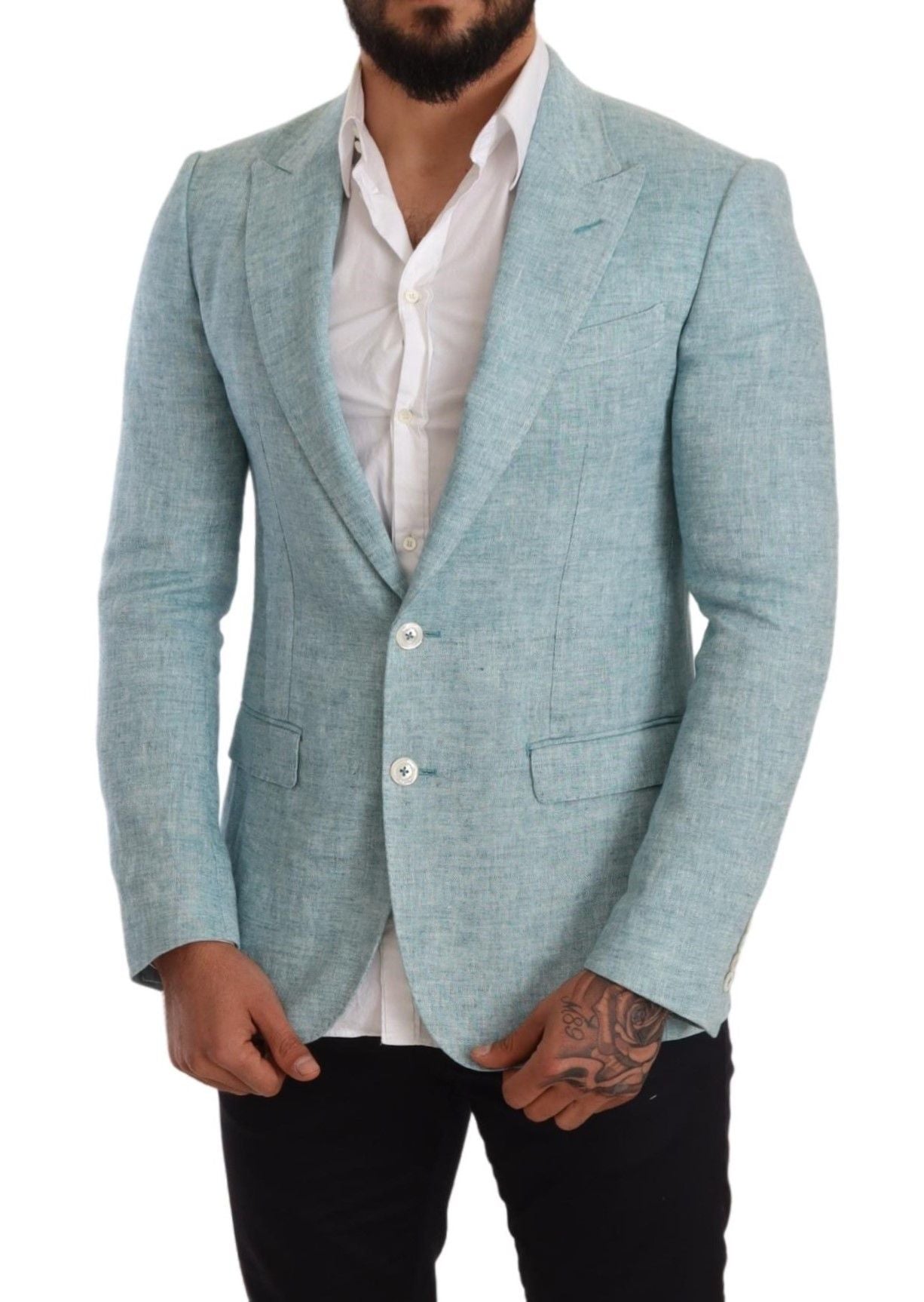 Blue Slim Fit Linen Coat TAORMINA Blazer