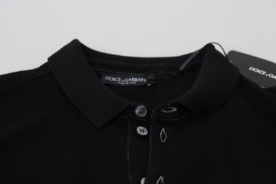 Black Crown Collar Short Sleeve Polo T-shirt