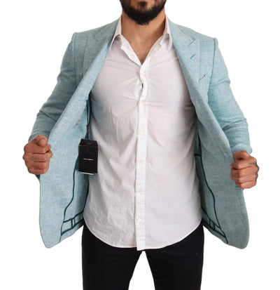 Blue Slim Fit Linen Coat TAORMINA Blazer