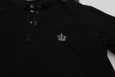 Black Crown Collar Short Sleeve Polo T-shirt