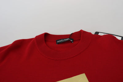 Red Logo Wool Crewneck Pullover Sweater