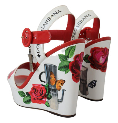 Multicolor Floral Print Wedges Sandals