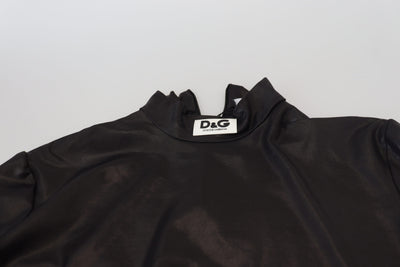 Black Logo Nylon Turtleneck Pullover Sweater