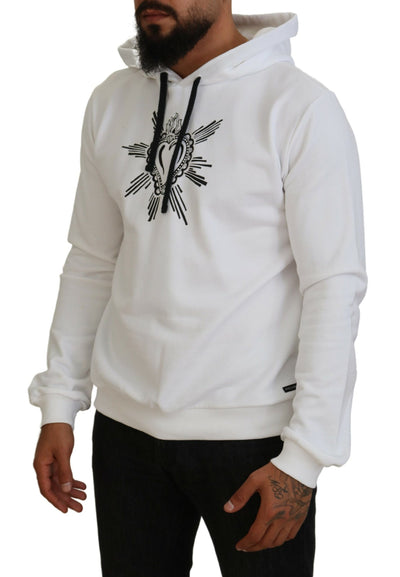 White Sacred Heart Hooded Sweatshirt Sweater