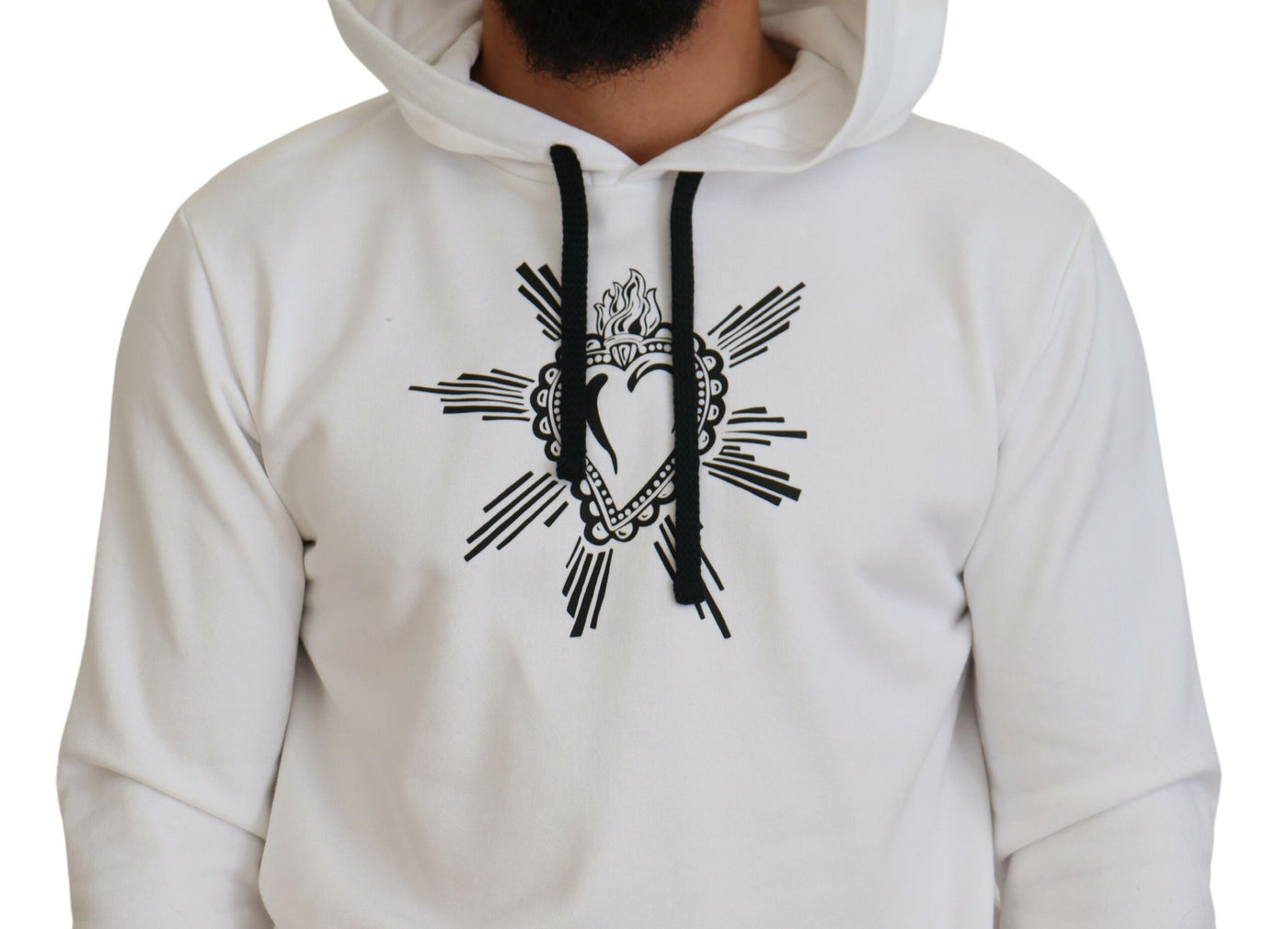 White Sacred Heart Hooded Sweatshirt Sweater