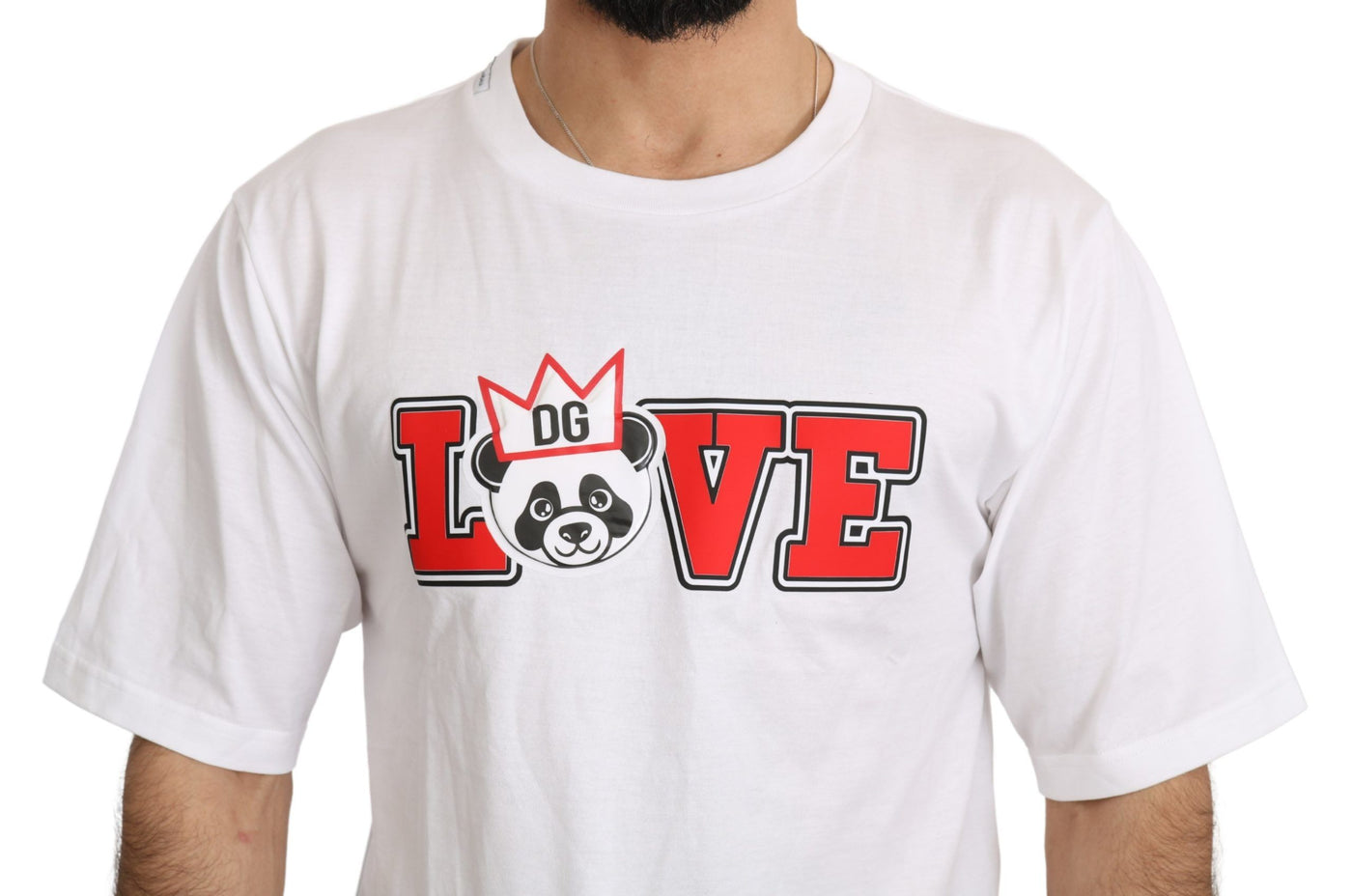 White Love Panda Print Top T-shirt