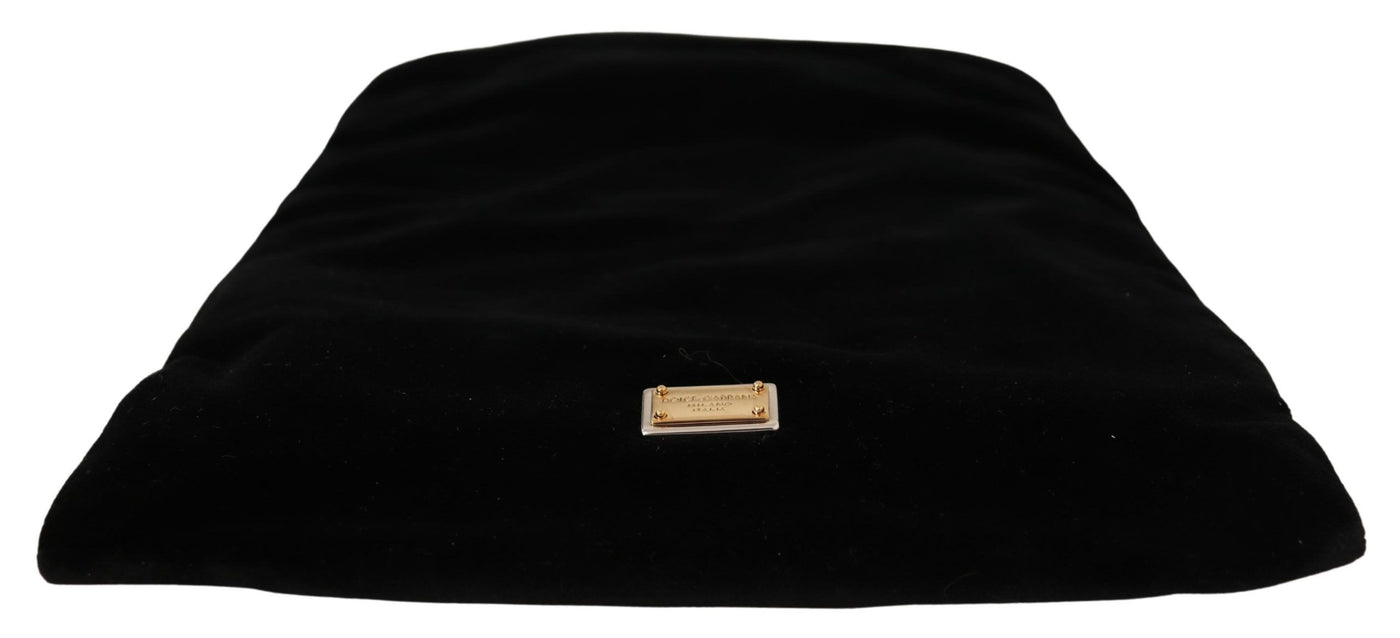 Black Velvet Holder Logo Plaque Women Pouch Bag