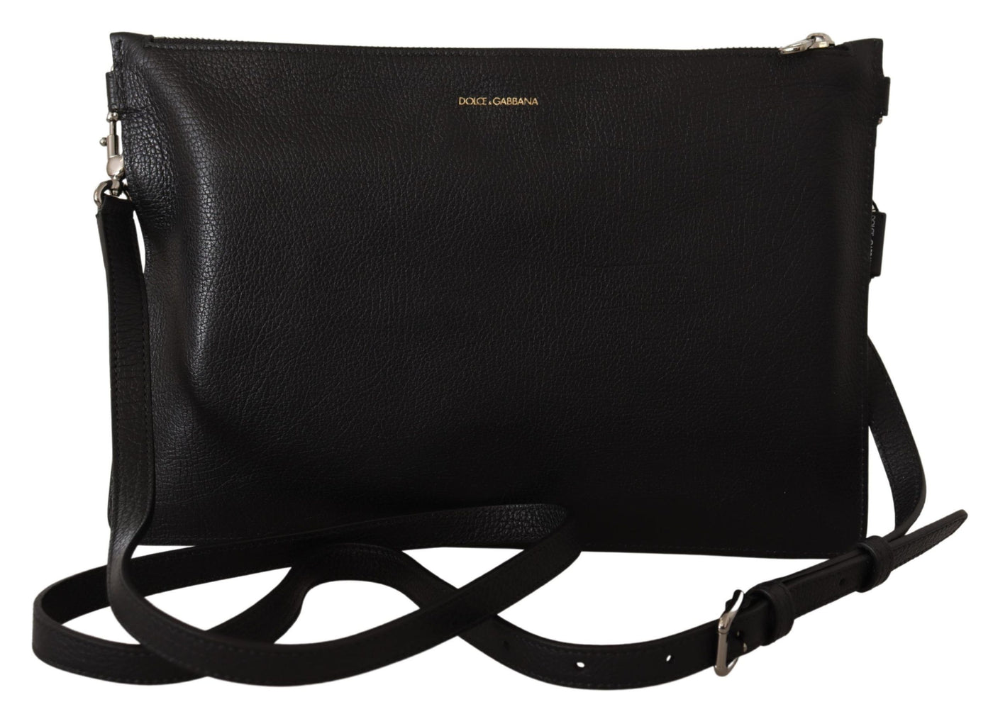 Black Exotic Leather Shoulder Sling Alta Sartoria Bag