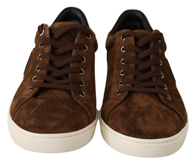 Brown Suede Leather Mens Low Tops Sneakers