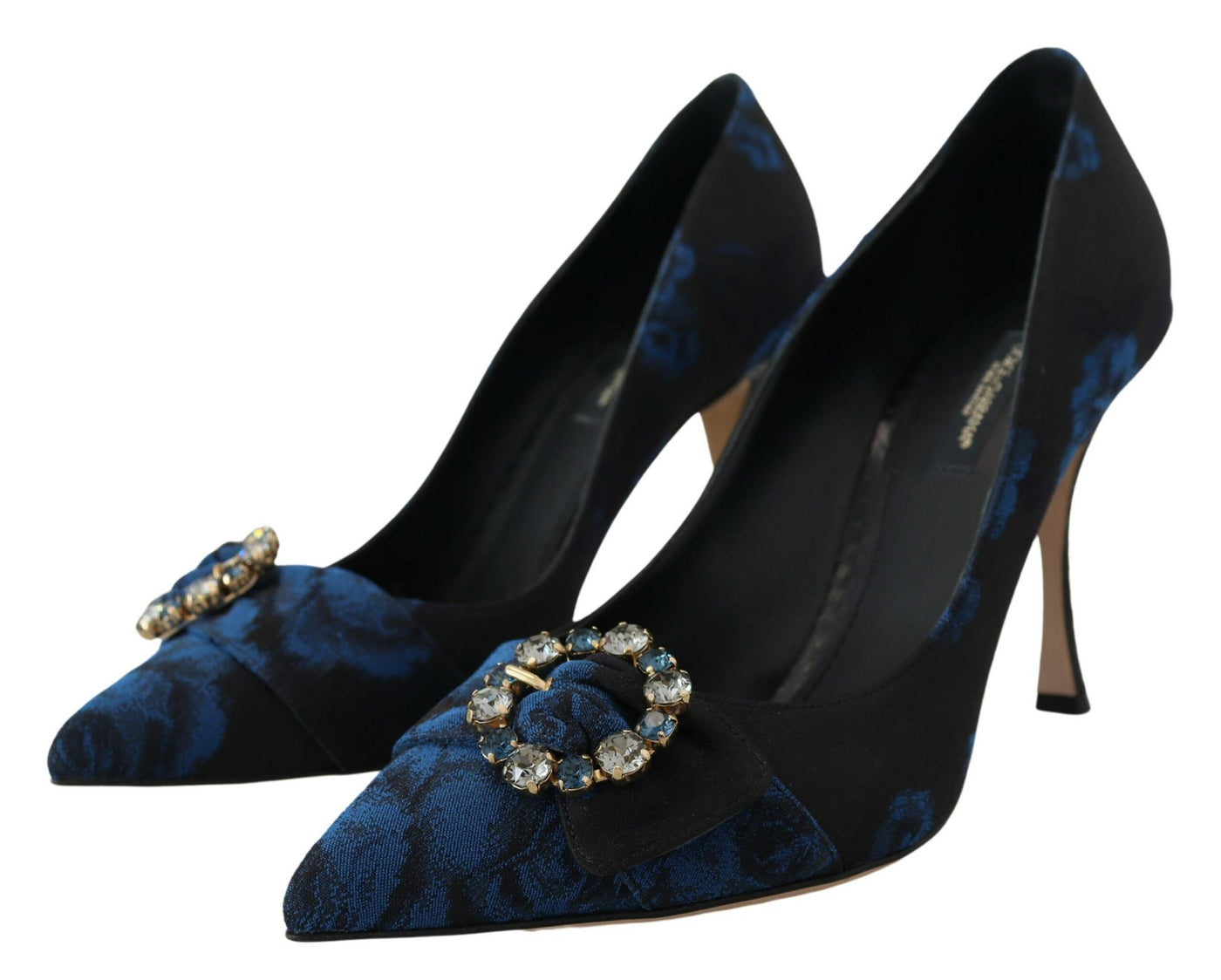 Blue Crystal Embellished Heels Pumps Shoes