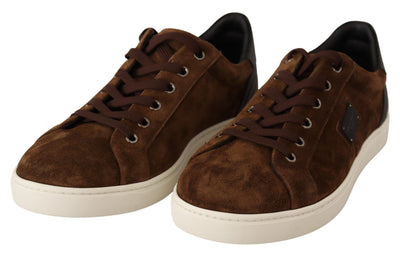 Brown Suede Leather Mens Low Tops Sneakers