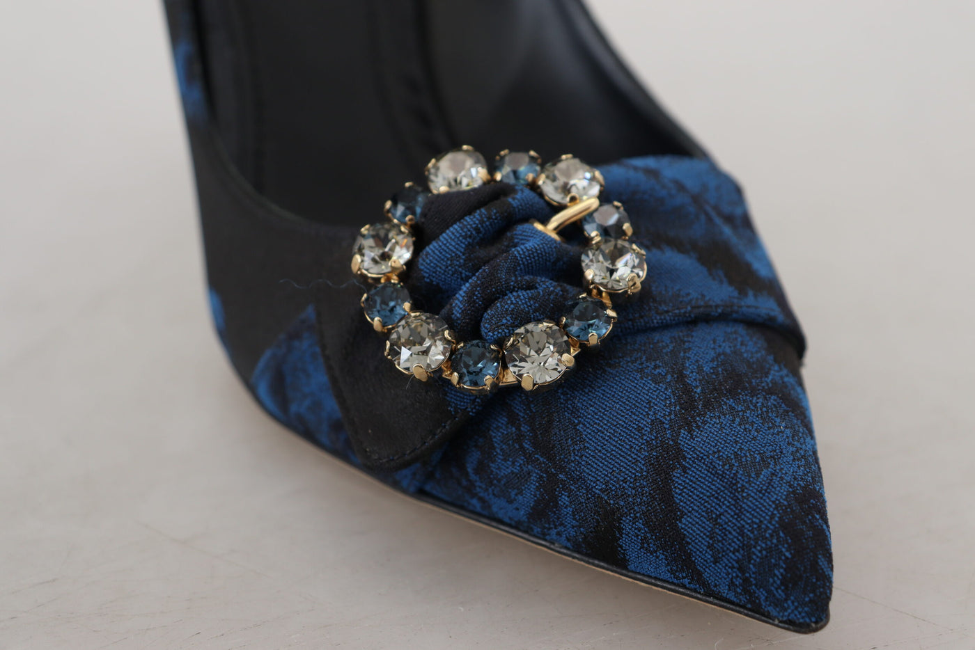 Blue Crystal Embellished Heels Pumps Shoes