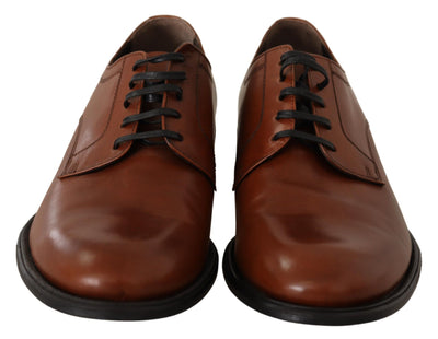 Brown Leather Lace Up Mens Formal Derby Shoes