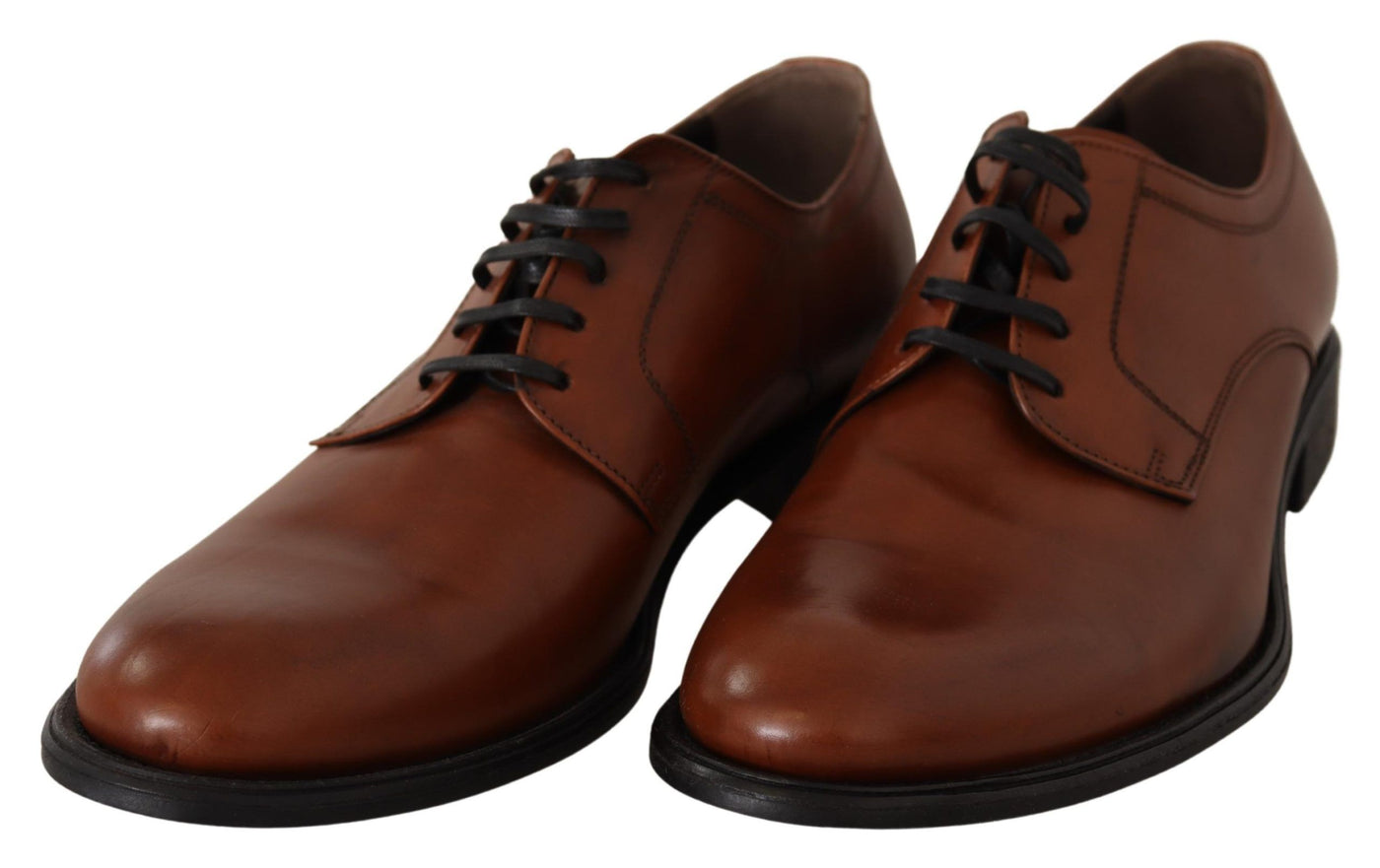 Brown Leather Lace Up Mens Formal Derby Shoes