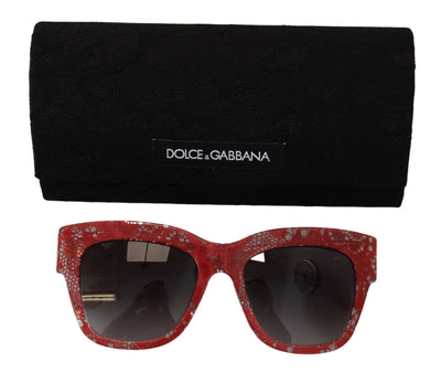 Red Lace Acetate Rectangle Shades DG4231 Sunglasses