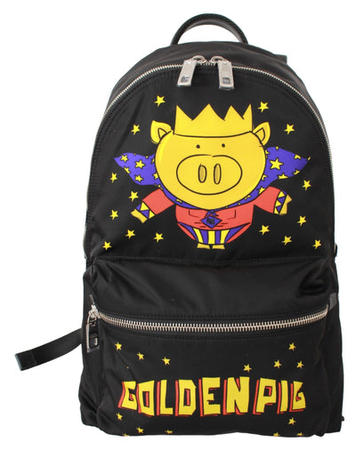 Black Golden Pig of the Year School Backpack