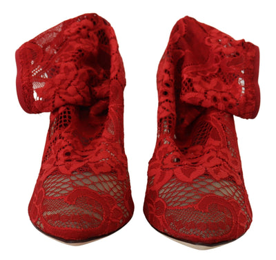 Red Taormina Lace Socks Boots Pumps Shoes