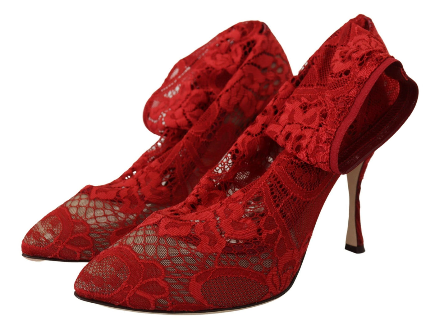 Red Taormina Lace Socks Boots Pumps Shoes