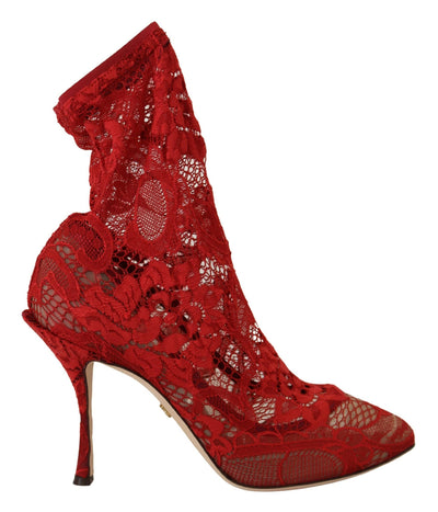 Red Taormina Lace Socks Boots Pumps Shoes