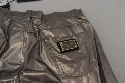 Silver Metallic Nylon Stretch Pants