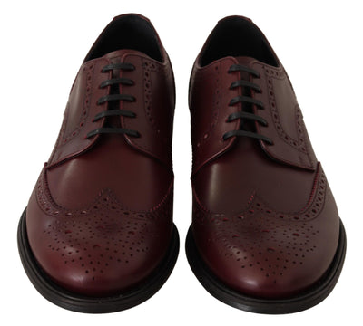 Bordeaux Leather Oxford Wingtip Formal Shoes