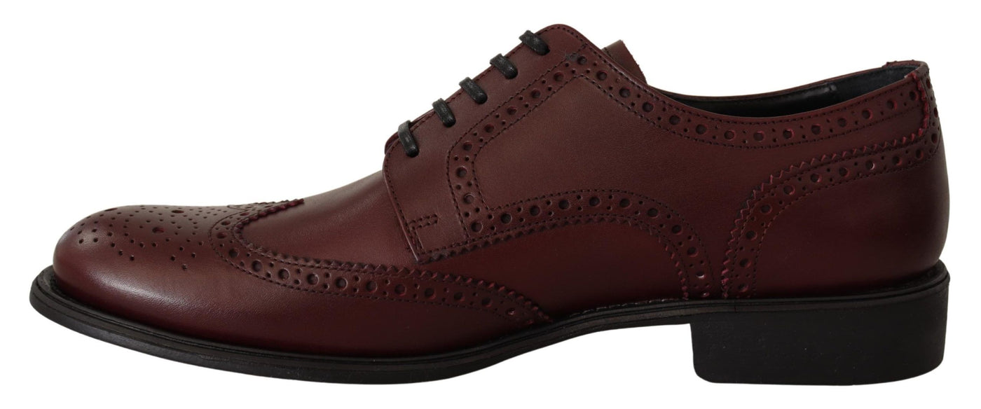 Bordeaux Leather Oxford Wingtip Formal Shoes