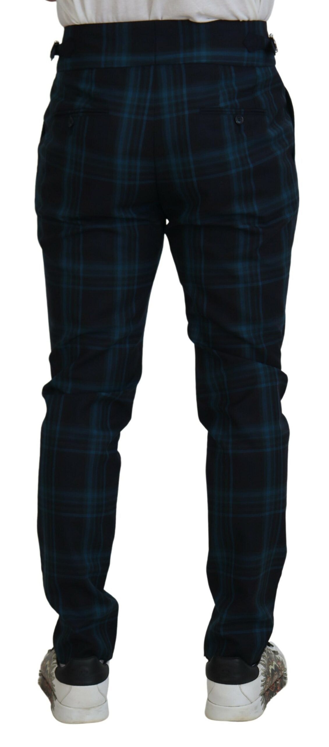 Blue Purple Plaid Wool Trousers Pants