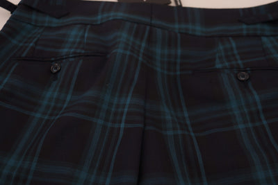 Blue Purple Plaid Wool Trousers Pants