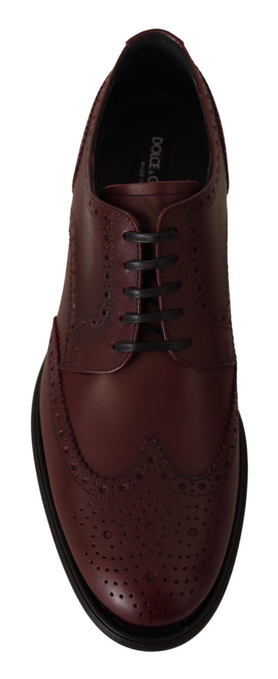 Bordeaux Leather Oxford Wingtip Formal Shoes