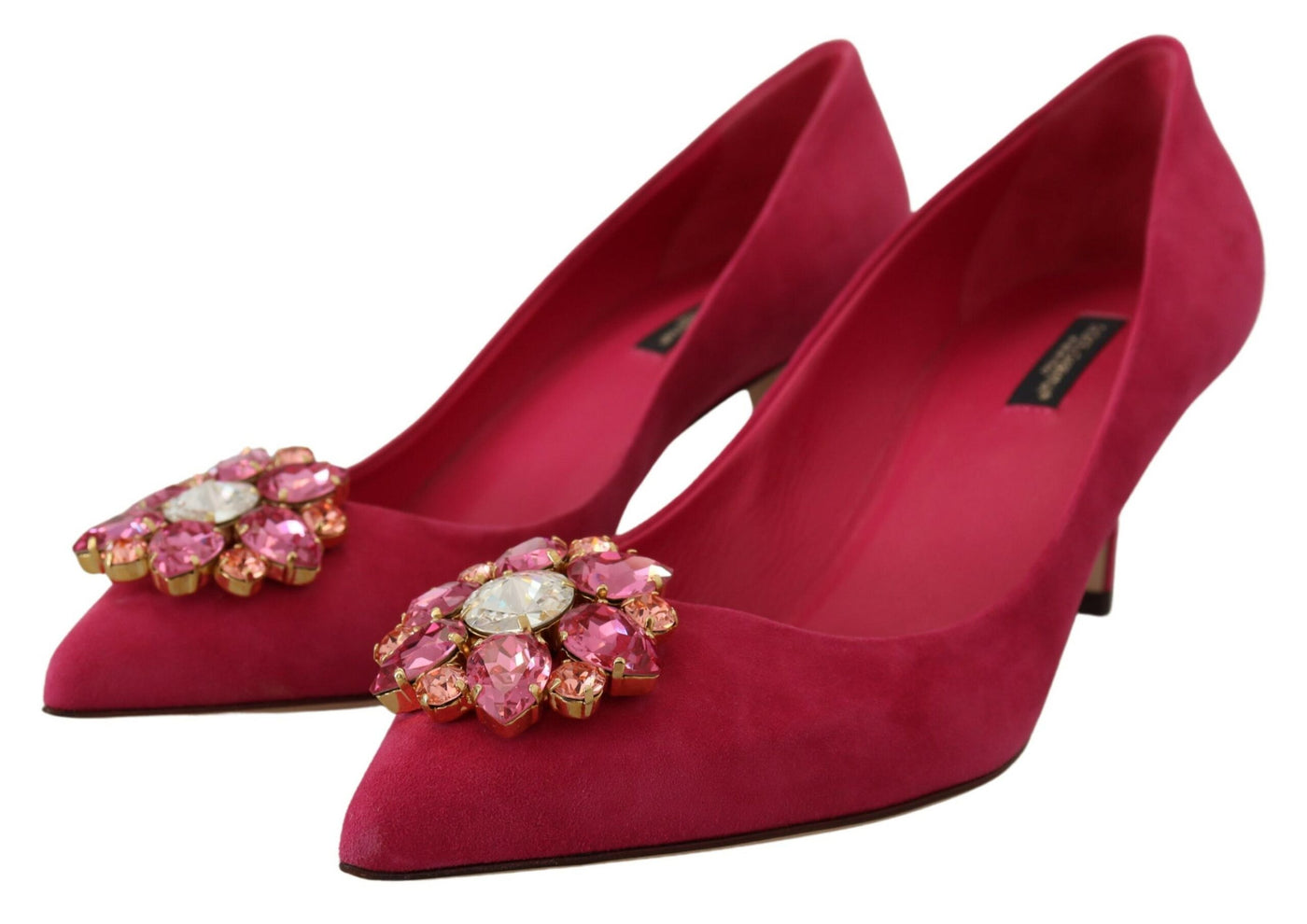 Pink Suede Crystals Heels Pumps Shoes