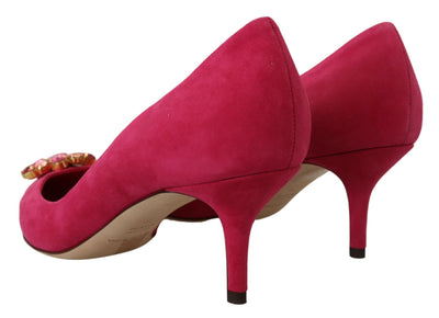 Pink Suede Crystals Heels Pumps Shoes