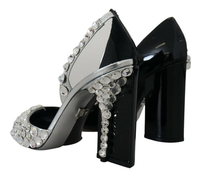 Black Silver Crystal Double Design High Heels Shoes