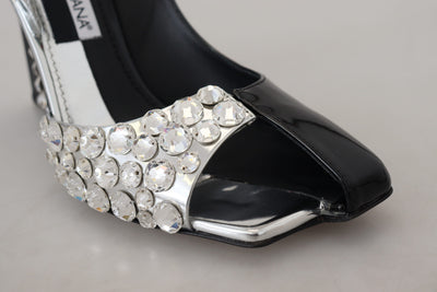 Black Silver Crystal Double Design High Heels Shoes