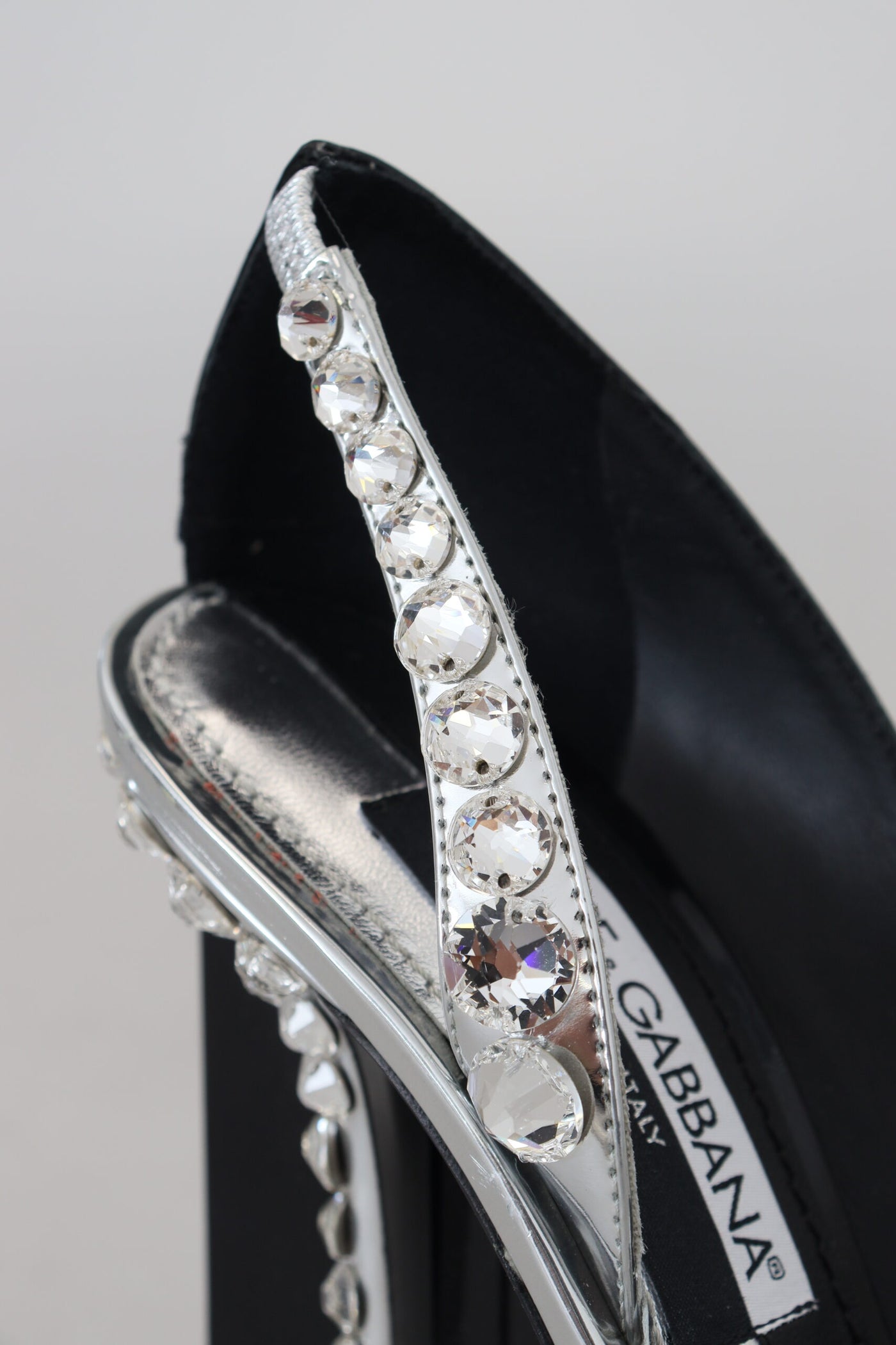 Black Silver Crystal Double Design High Heels Shoes