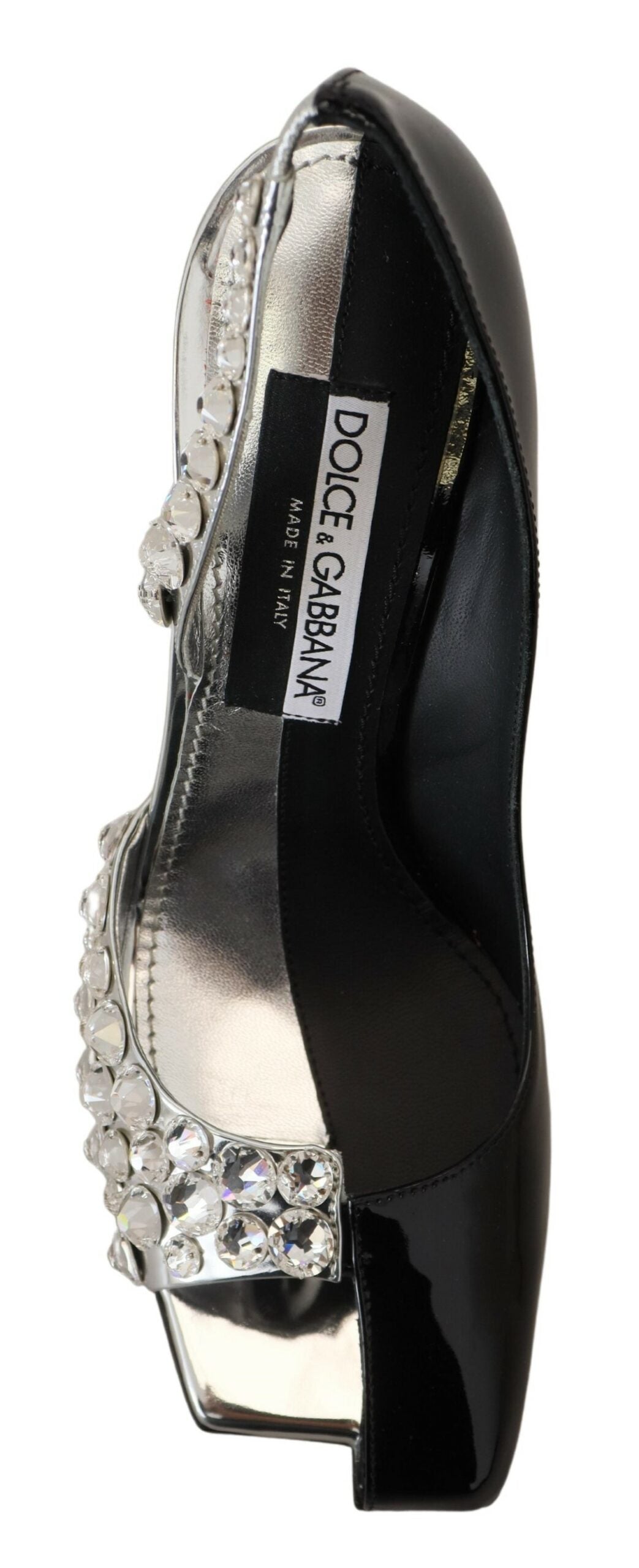 Black Silver Crystal Double Design High Heels Shoes