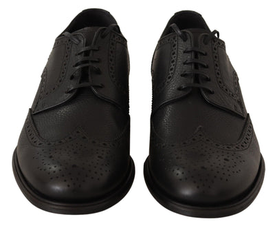 Black Leather Oxford Wingtip Formal Dress Shoes