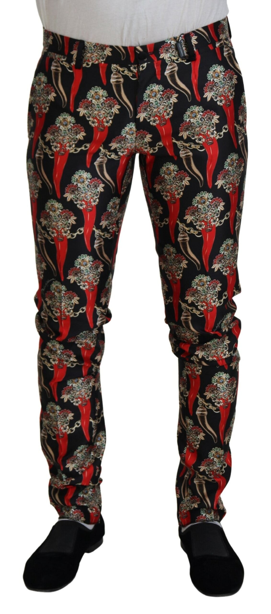 Multicolor Floral Silk Skinny Pants