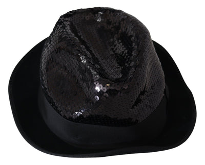 Black Polyester Sequin Women Fedora Capello Hat