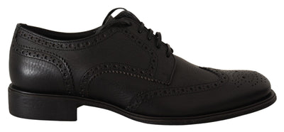 Black Leather Oxford Wingtip Formal Dress Shoes