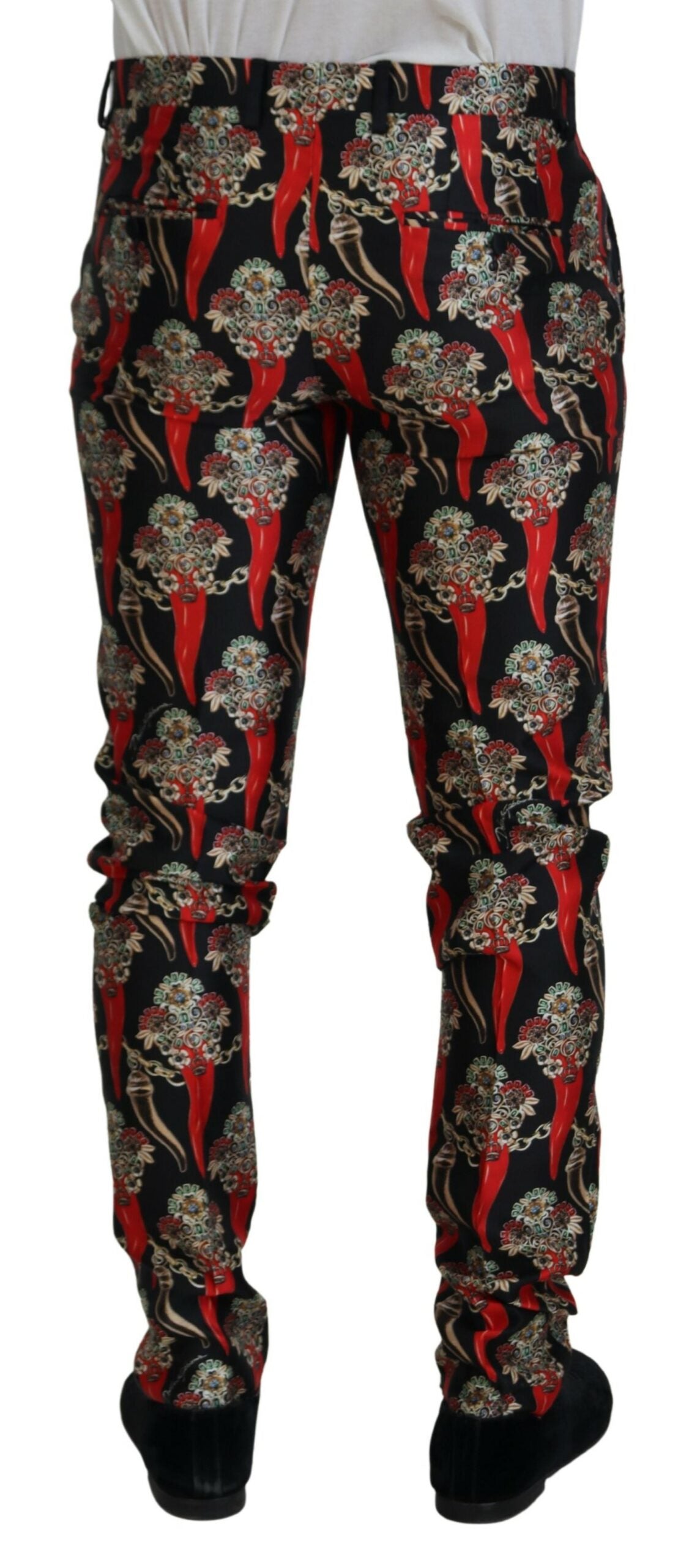 Multicolor Floral Silk Skinny Pants