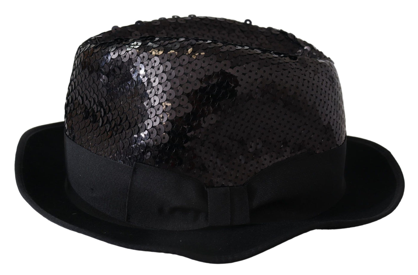 Black Polyester Sequin Women Fedora Capello Hat