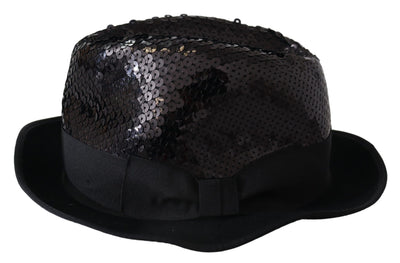 Black Polyester Sequin Women Fedora Capello Hat