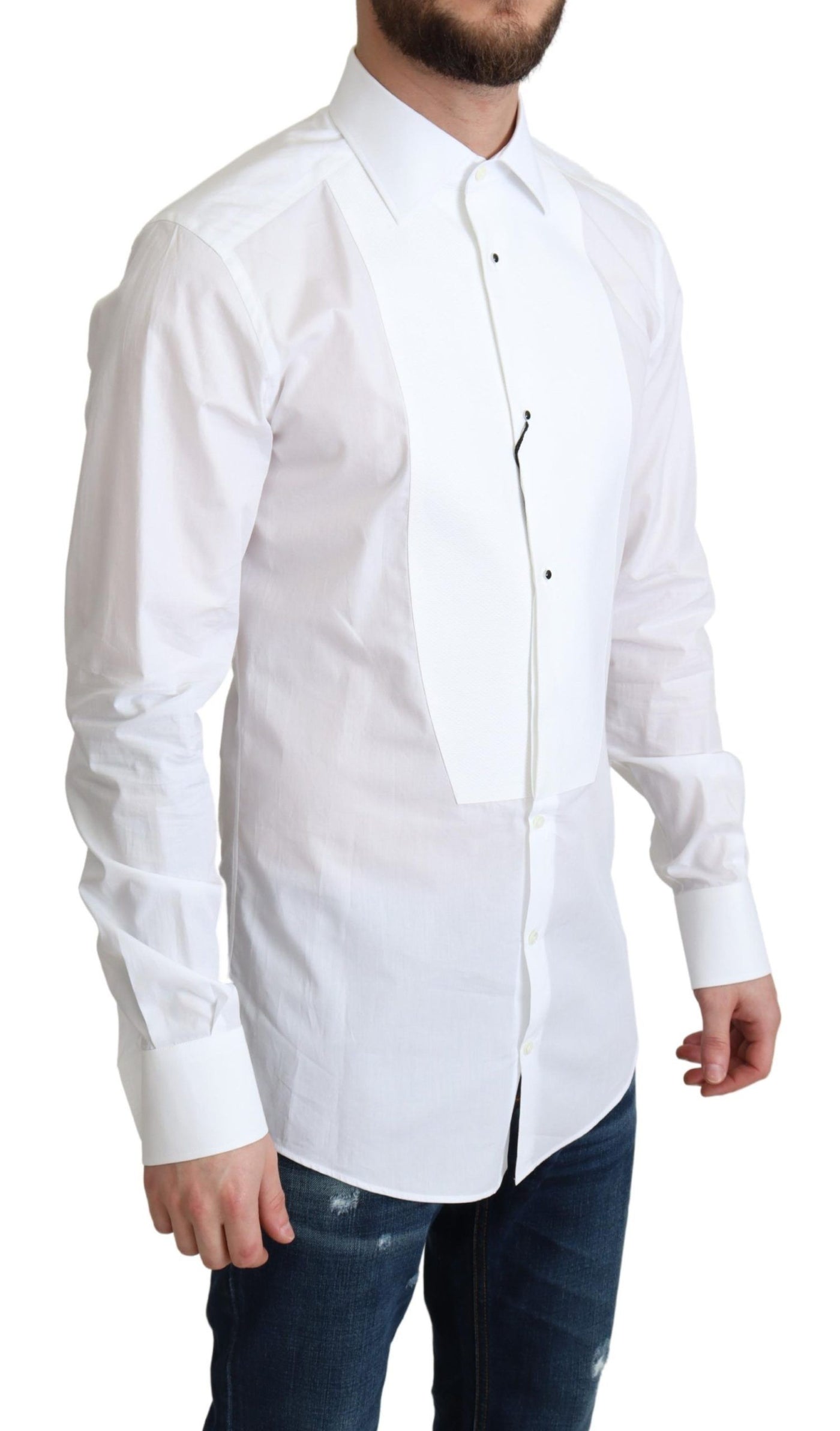 White Bib Cotton Poplin Men Formal Shirt